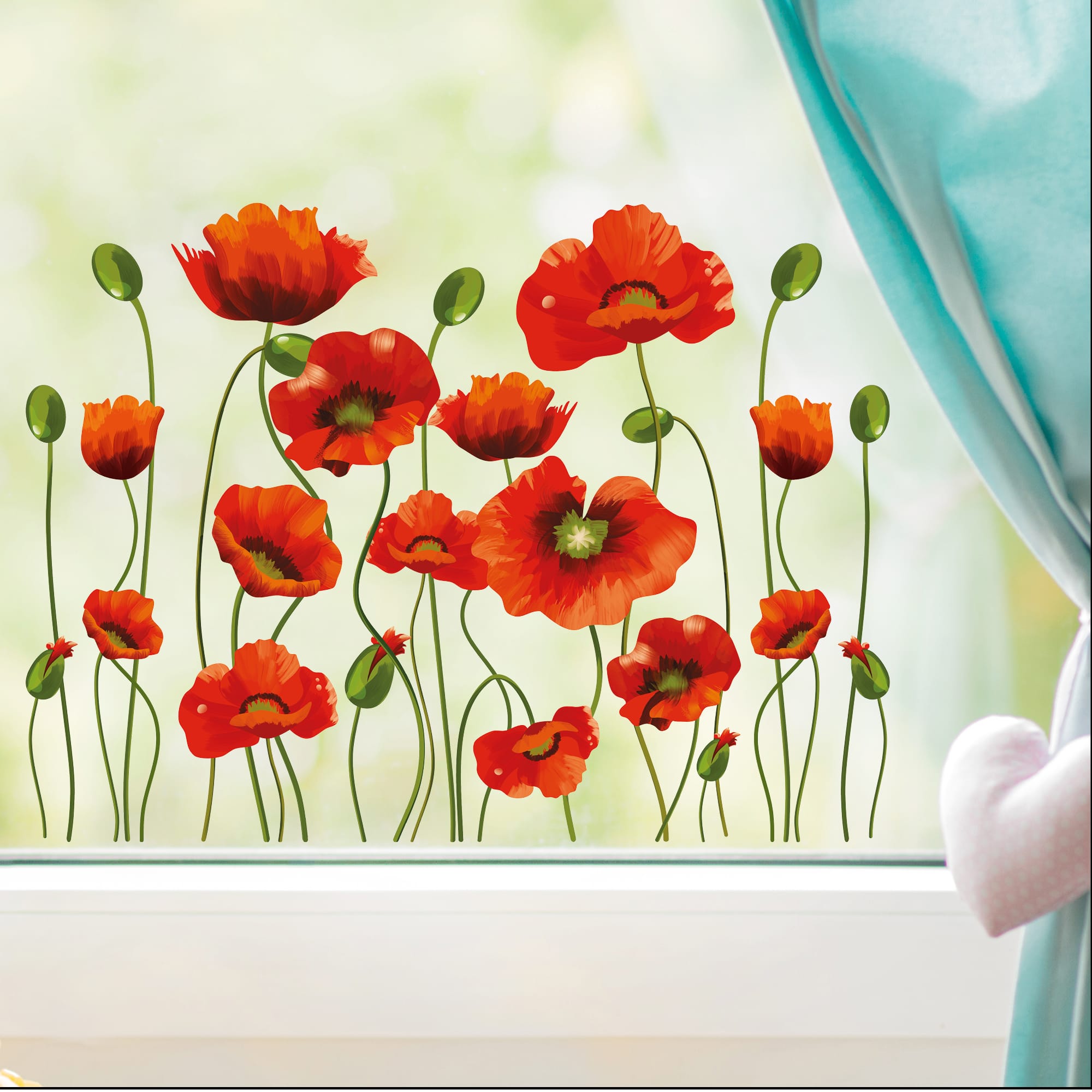 Fensterbild Frühling Ostern Mohn Mohnblumen Blumenwiese Fensterdeko Kinderzimmer Kind – Bild 4