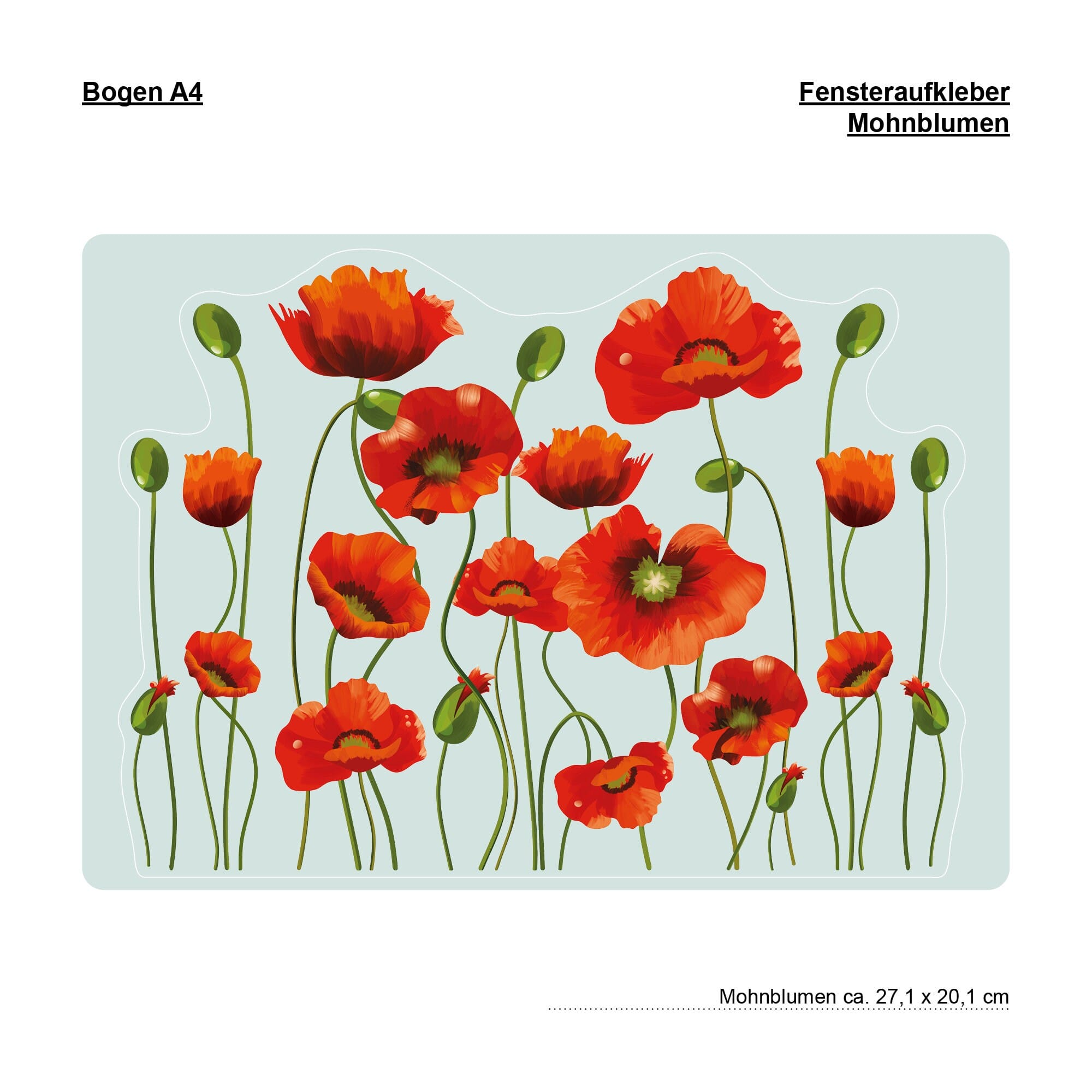 Fensterbild Frühling Ostern Mohn Mohnblumen Blumenwiese Fensterdeko Kinderzimmer Kind – Bild 7