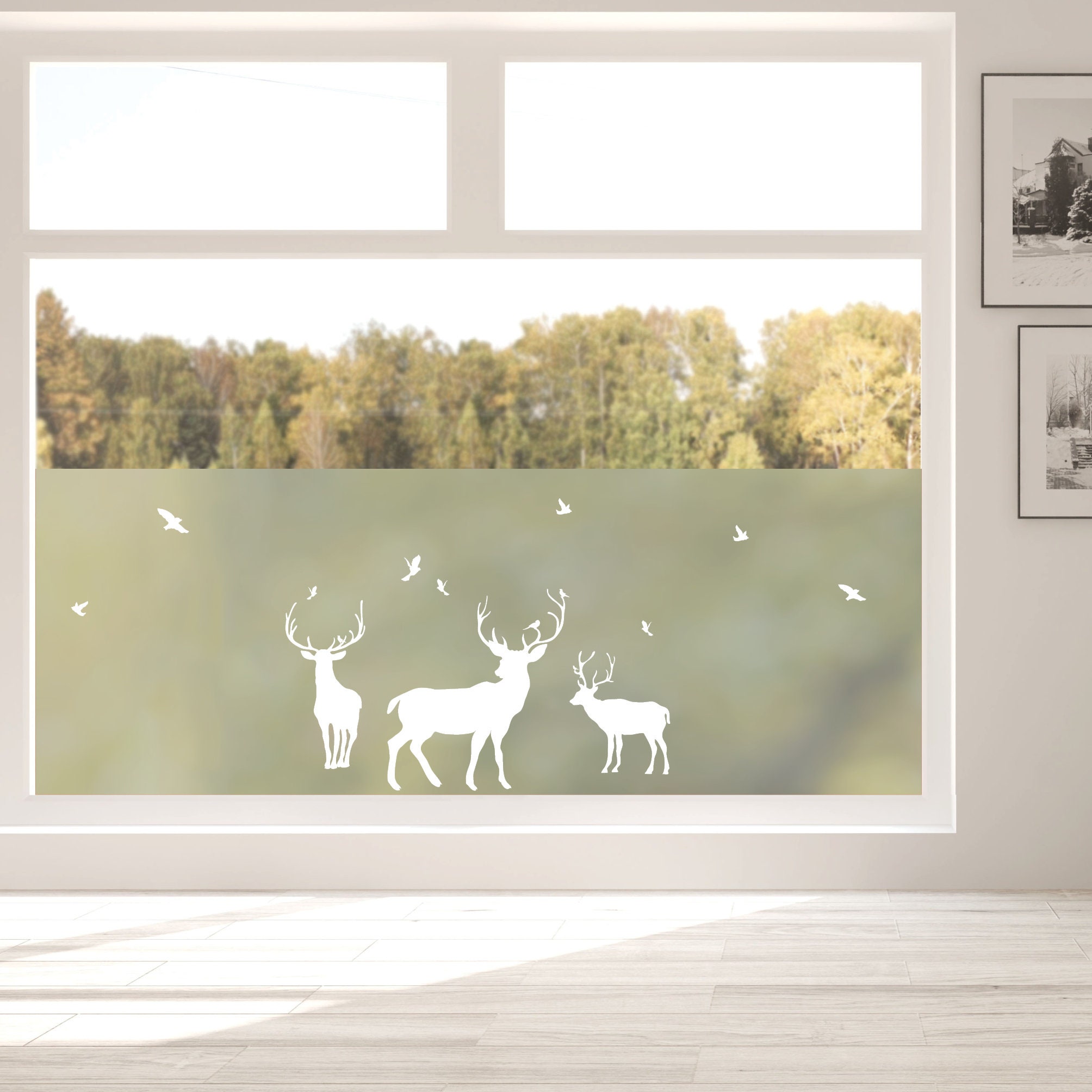 Sichtschutzfolie Hirsche Fensterfolie Fensterdeko Milchglasfolie Sichtschutz – Bild 4